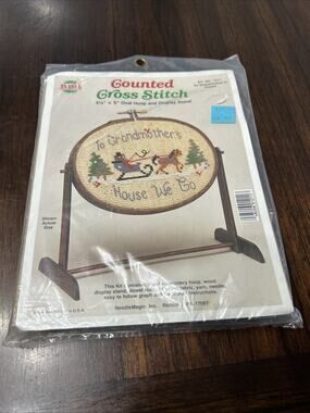Vtg NMI Counted Cross Stitch Kit- To Grandmothers House We Go